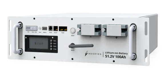 51.2V 100Ah rack-mount lithium battery with display and handles